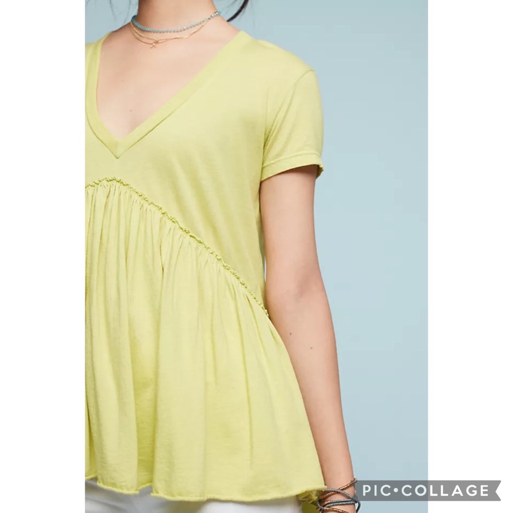 Anthropologie T. La Draped V Neck Peplum T Shirt - Picture 3 of 6